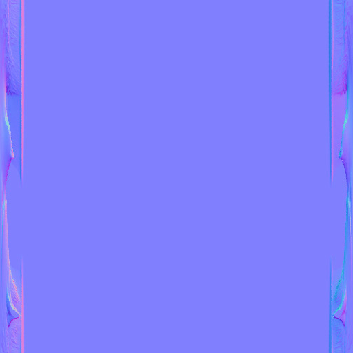 The baked normal map of the pommel with the wolf relief visible as colour shifts.